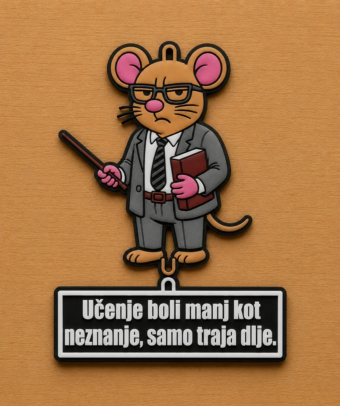 Humorno 3D darilo za učitelja z napisom Učenje boli manj kot neznanje