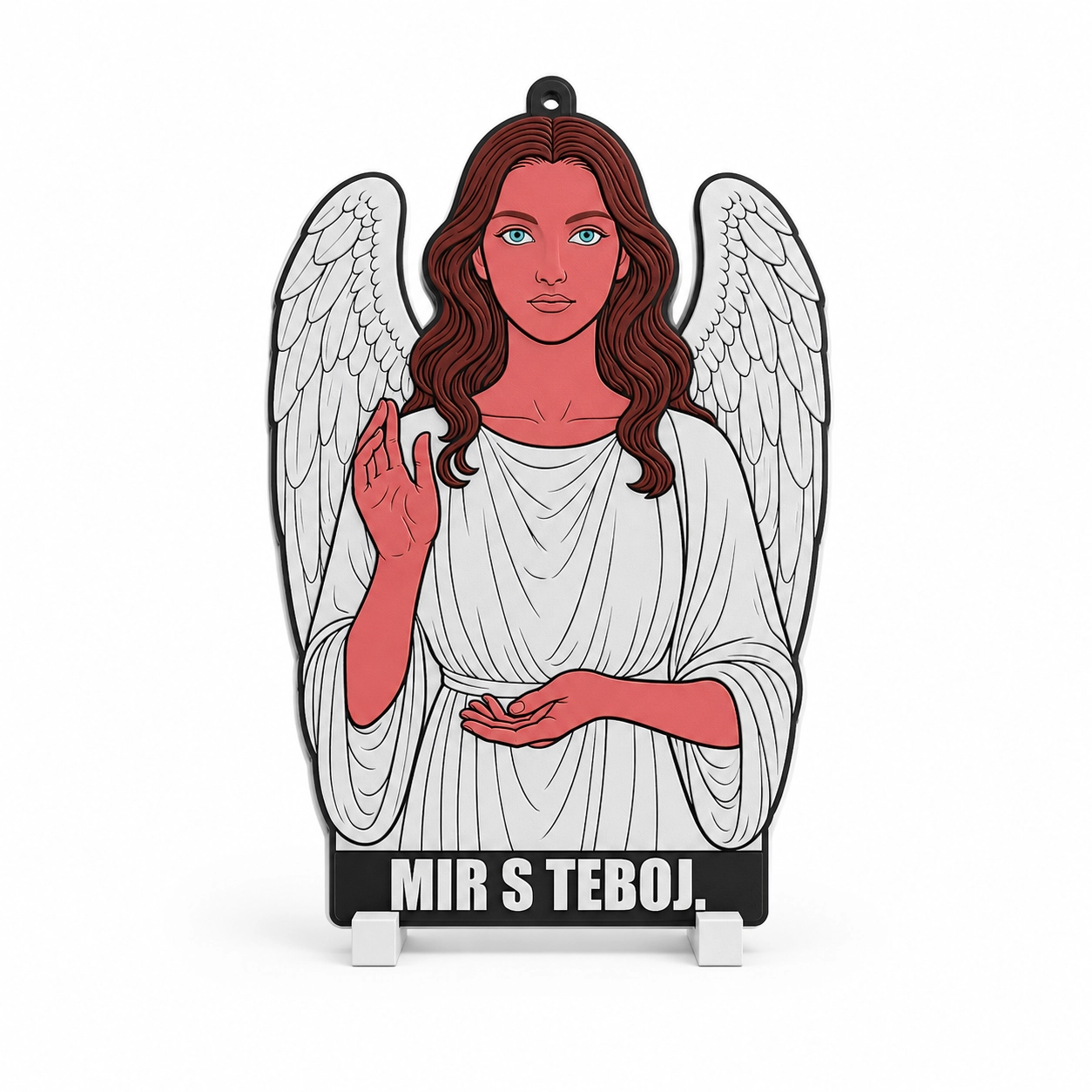 Versko duhovno darilo angel z napisom Mir s teboj
